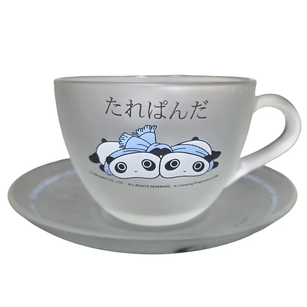 San-X Tarepanda 1999 Frosted Glass Cup‎ & Saucer Set Heisei Retro